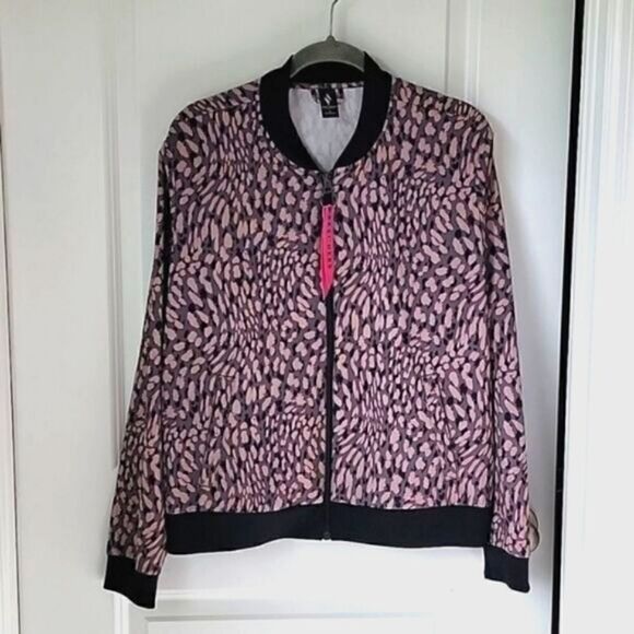 Skechers Cheetah Animal Print Pink Black Lightweight Jacket - Size Large - Picture 2 of 16